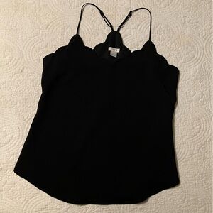 J. Crew Black Scalloped Camisole Top
